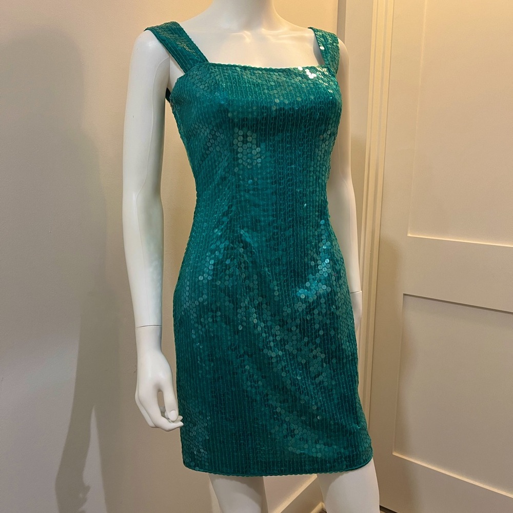 Turquoise Sequined Cocktail Dress